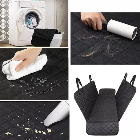 Autós védőhuzat, ülésvédő kutyáknak, kisállatoknak, vízálló, 147x137 cm, fekete