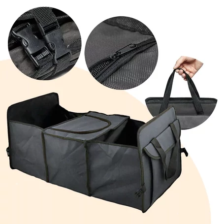 Többrekeszes tároló csomagtartóba hőtartó rekesszel, fekete