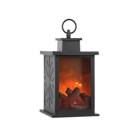 Kandalló hatású LED lámpás, beépített fa és égő láng dekorációval