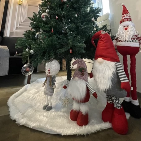 Karácsonyi teleszkópos, textil törpe, 50-82 cm magas