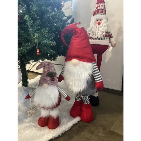 Karácsonyi teleszkópos, textil törpe, 50-82 cm magas