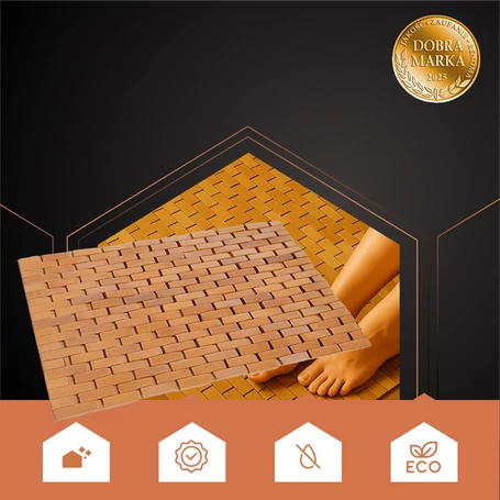 Bambusz fürdőszobai szőnyeg, vízálló, 80x50 cm méretű