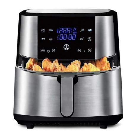 Okos forrólevegős sütő 8L, digitális air fryer, 1800W, TUYA Applikáció Vezérlés, rozsdamentes acél, 8 automata program