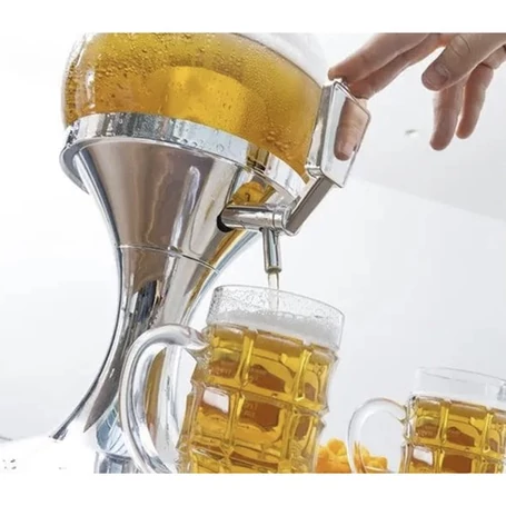 Party sörcsap, hűthető italadagoló, gömb alakú, 3,5 liter kapacitással