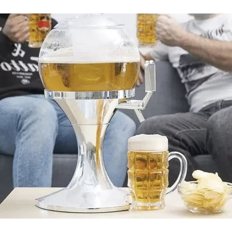 Party sörcsap, hűthető italadagoló, gömb alakú, 3,5 liter kapacitással