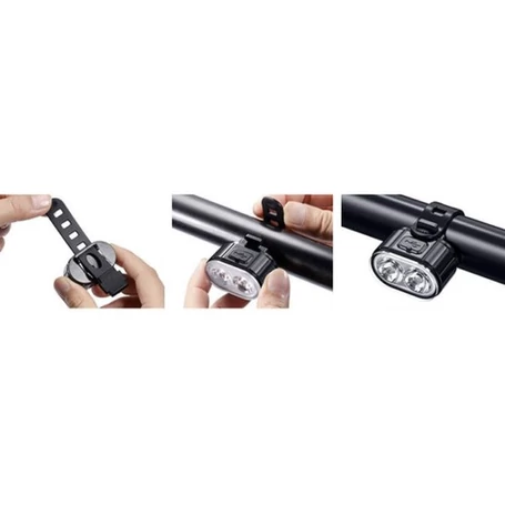 Akkumulátoros LED biciklilámpa, első és hátsó kerékpárlámpák, USB töltés, 3/6 világítási mód, IPX4 vízálló, fekete