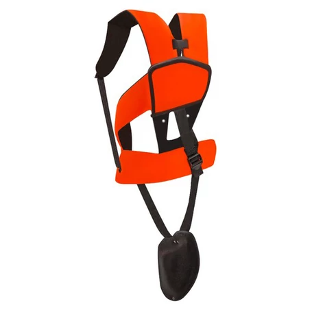 Fűkasza és bozótvágó hám, dupla vállpántos, fekete-narancssárga színben