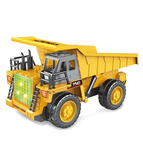 Játék teherautó fény és hanghatásokkal, elakadás nélküli bump and go funkcióval, 3 db AA elem, sárga