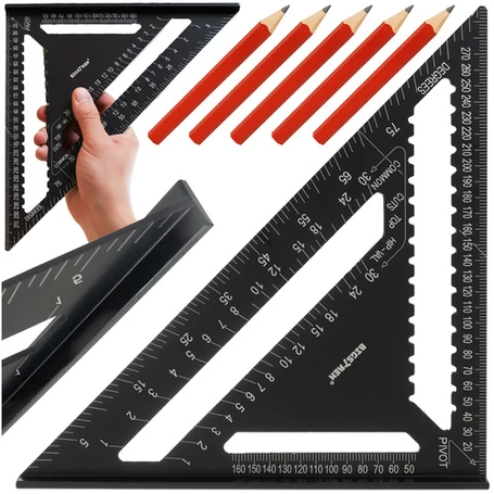 ​Alumínium ács szögmérő, ács vonalzó, ácsderékszög, 12