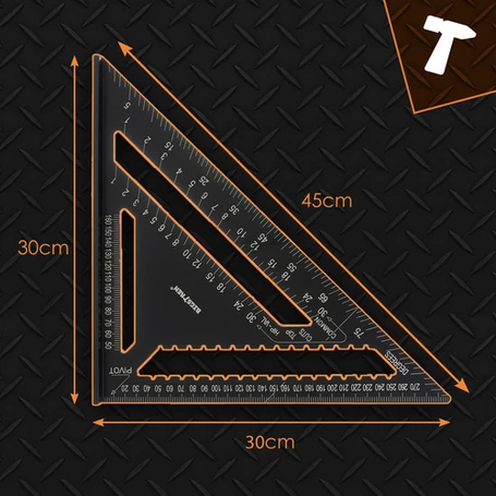 ​Alumínium ács szögmérő, ács vonalzó, ácsderékszög, 12