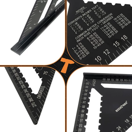 ​Alumínium ács szögmérő, ács vonalzó, ácsderékszög, 12