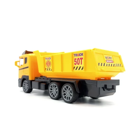 Rádiótávirányítós billentőplatós játék teherautó, 27 MHz-es technológiával, elemmel működtethető, sárga