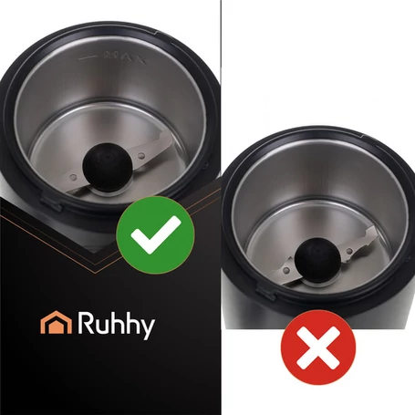 ​Elektromos kávédaráló, 150W teljesítménnyel, 50 g kapacitással, két pengés késsel és átlátszó tetővel, fekete