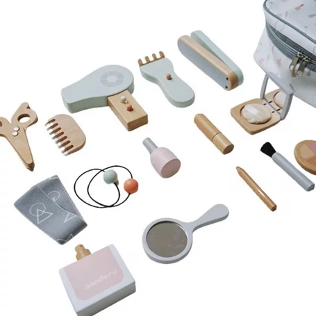 17 az 1-ben kozmetikai készlet, hajszárítóval, fésűvel, rúzzsal, tükörrel és szemhéjpúder palettával 