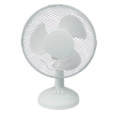 Asztali ventilátor, 22 cm átmérő, fehér, 30 W, 2 sebességes, oszcilláló mozgás