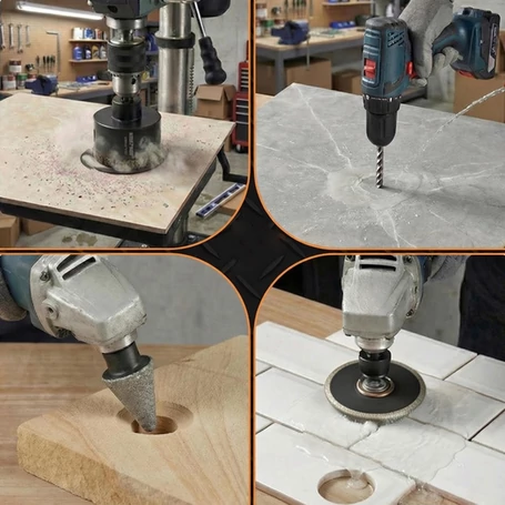 13 részes gyémánt koronafúró készlet, M14 vákuumforrasztott lyukfűrész szett greslaphoz, betonhoz és csempéhez, 6-68 mm, kúpmaró és fúró adapterrel 