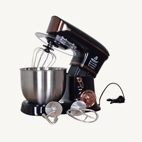 Eisenbach multifunkciós konyhai robotgép, húsdarálóval és turmixgéppel, 6 sebesség fokozattal, 6.5 literes edénnyel, többféle keverőfejjel és spatulával, 2000W fekete