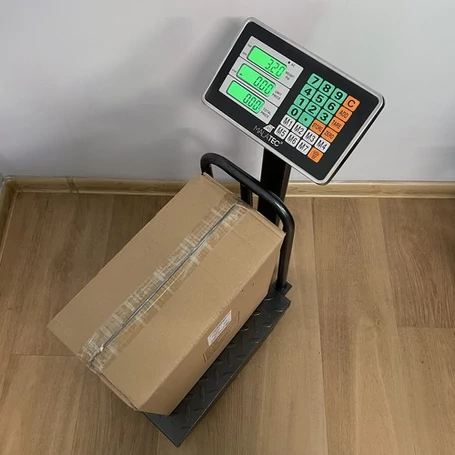 Elektronikus raktári mérleg, árumérleg, beépített akkumulátor, LCD kijelző, masszív fémszerkezet, 150 kg-ig, fekete