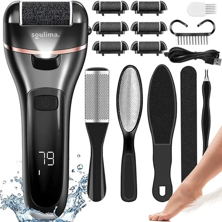 Elektromos talp és sarokreszelő, állítható sebességgel, 3 féle csiszolófejjel, kiegészítőkkel