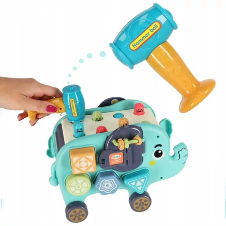 Készségfejlesztő Elefánt Játék Színes kiegészítőkkel, többfunkciós kialakítás, Montessori-elven alapuló,18 hónapos kortól