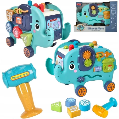 Készségfejlesztő Elefánt Játék Színes kiegészítőkkel, többfunkciós kialakítás, Montessori-elven alapuló,18 hónapos kortól