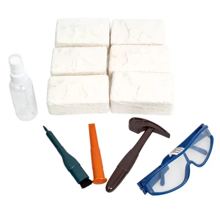 6 az 1-ben dinoszaurusz régészeti játékkészlet gyerekeknek kalapáccsal és vésővel