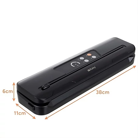 Vákuum csomagoló gép, LED kijelző, beépített kés, 80 kPa szívóerő száraz és nedves ételekhez