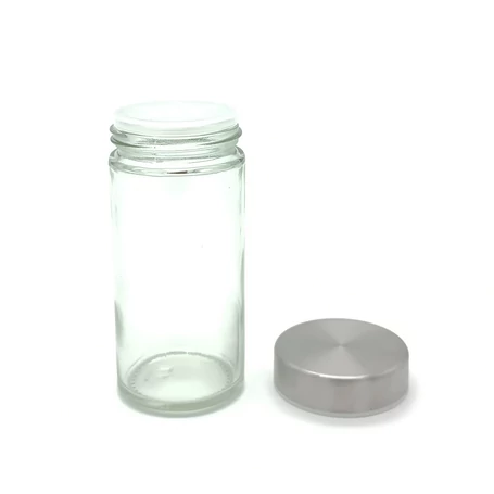 Fűszertartó üveg szórófedéllel, rozsdamentes acél csavaros kupakkal, koncentrikus felülettel, 1 db