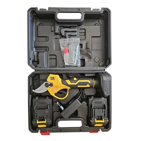 Elektromos kerti metszőolló, 68V teljesítmény, 30 mm vágás, 2 Li-ion akkumulátor, műanyag kofferben, tartozékokkal