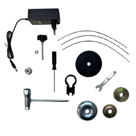 Segédkerekes szegélyvágó/fűkasza teleszkópos nyéllel, 2db akksival + fém vágókés, vágótárcsa