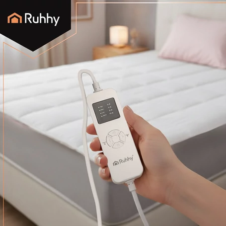 Fűtött matracvédő, elektromos fűtőmatrac, 190 x 80 cm, távirányítóval, 9 fűtő fokozattal és időzító funkcióval, fehér