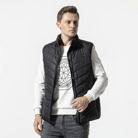 Fűthető mellény, unisex, L-es méretben, USB-n tölthető, 3 fűtési szint, 9 zónás, fekete színben