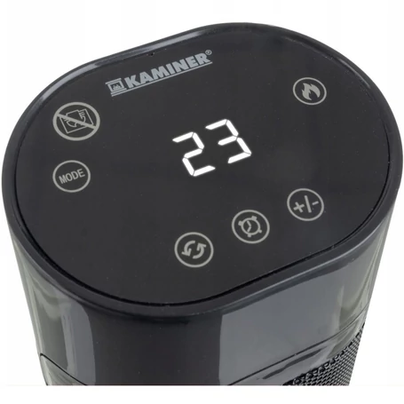 Oszlop alakú, LED lánghatásos, távirányítós, elektromos radiátor, 2000 W, állítható termosztáttal és időzítővel