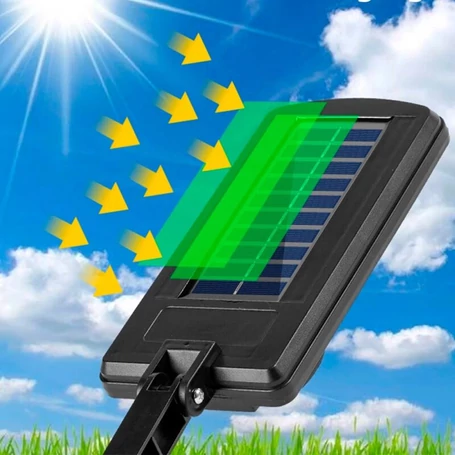 Napelemes, mozgásérzékelős, távirányítós, utcai ledlámpa, 600w teljesítménnyel, íves