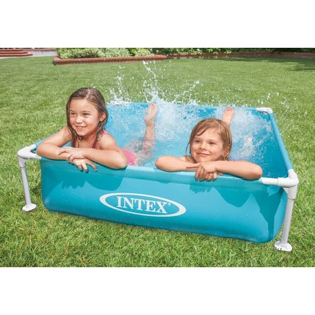Intex gyermek fémvázas medence 122x122x30 cm, kerti pancsoló medence 342 l