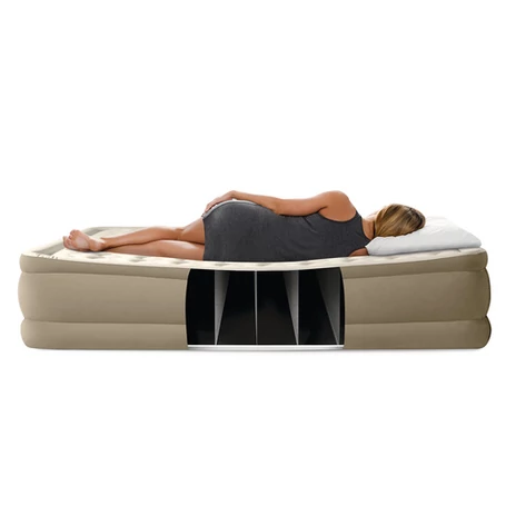 Felfújható bársony turista matrac beépített pumpával, kétszemélyes, vendégmatrac, vendégágy