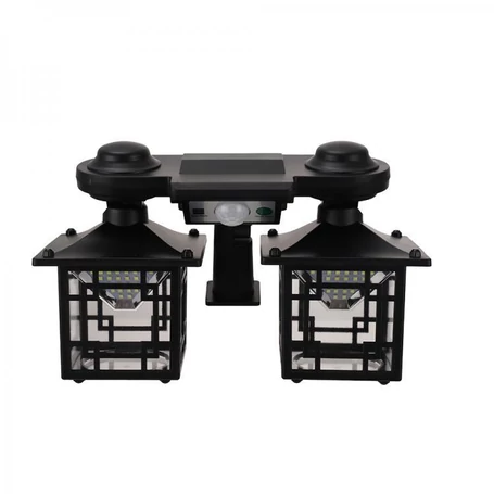 Különálló szolár paneles, napelemes, mozgásérzékelős, kültéri, dupla LED lámpa, 192 COB, PIR szenzor