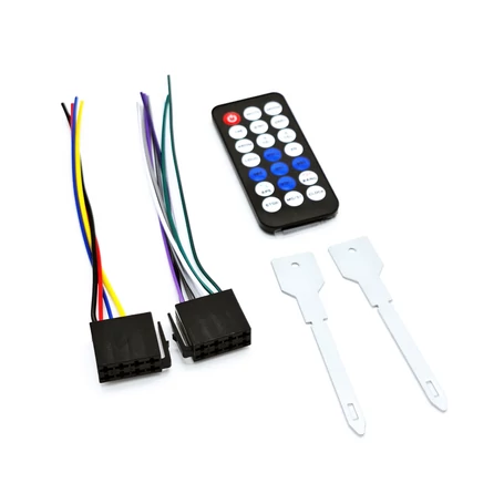 Bluetooth, FM autórádió, fejegység, AUX, dupla USB port, microSD kártyahely, 4x50W, távirányítóval