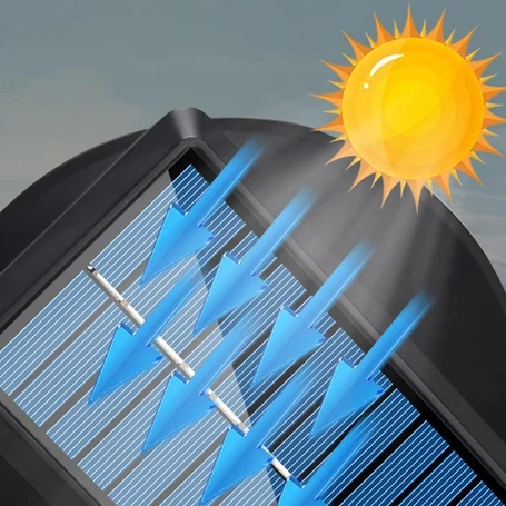 Szolár, mozgásérzékelő, retro, fali lámpa, akkumulátoros, távirányítós, fekete, KF-028