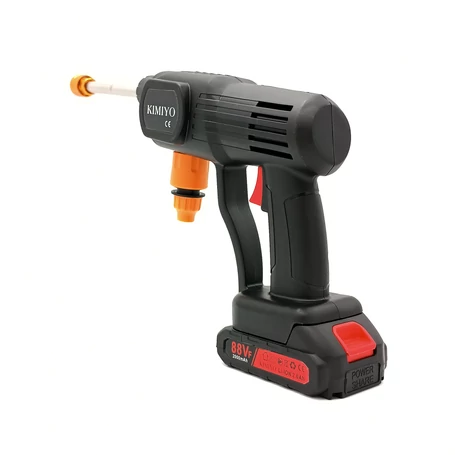 Akkumulátoros magasnyomású mosó, vezeték nélküli működés, 2 db 88V akkuval, 3 féle szórófejjel