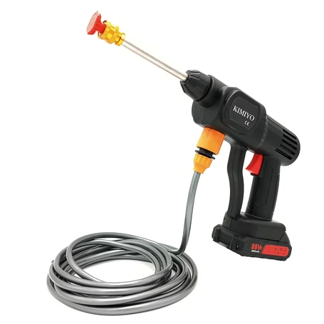 Akkumulátoros magasnyomású mosó, vezeték nélküli működés, 2 db 88V akkuval, 3 féle szórófejjel