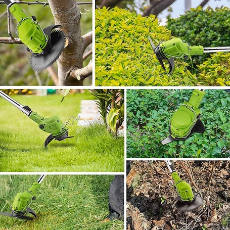 Kiyoshi akkumulátoros szegélynyíró, fűkasza teleszkópos nyéllel, 2 db 24V akkuval, 7 db vágópengével