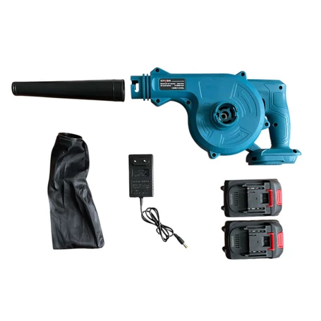 Akkus lombfúvó szett 2 db 128V akkuval, gyűjtőzsákkal, cső hosszabbítóval