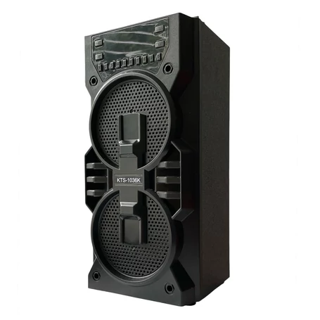 Akkumulátoros FM rádiós bluetooth hangfal digitális kijelzővel, microSD, USB, 2x5W, Fekete