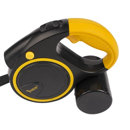 Automatikus fékezhető kutyapóráz 10–25 kg-ig, LED-es zseblámpával, zacskó tartóval, 5 m hosszúságú