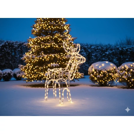 LED 3D rénszarvas kültéri dekoráció, 67 cm, melegfehér