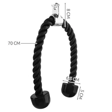 Csúszásmentes tricepsz edzőkötél, extra erős nylon szálakból, 200 kg-ig terhelhető, fekete