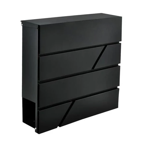 Fém postaláda, levélszekrény újságtartóval, vízálló, függönyborítással, zárható, antracit színben