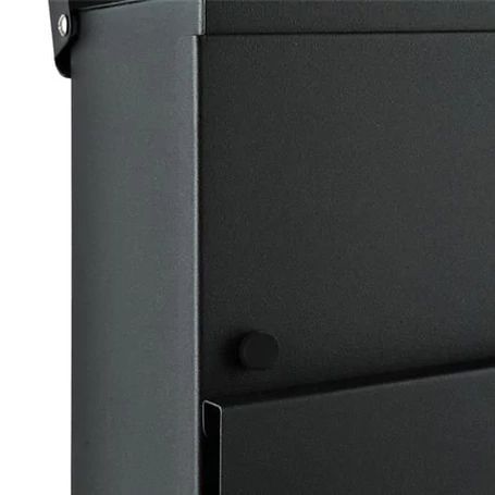 Fém postaláda, levélszekrény újságtartóval, vízálló, függönyborítással, zárható, antracit színben