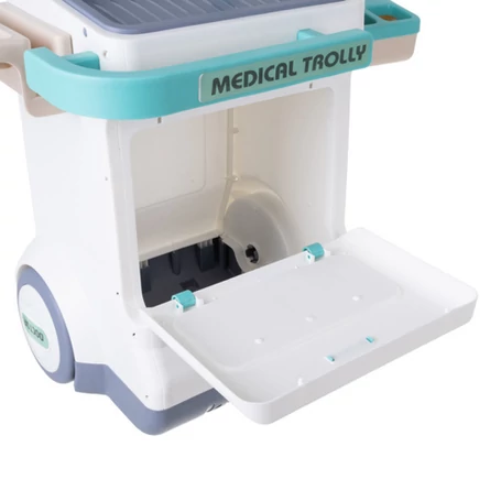 Gyermek orvosi készlet kerekes kocsival ECG és röntgen panellel hang és fényhatásokkal 26 darabos interaktív orvosi állomás 